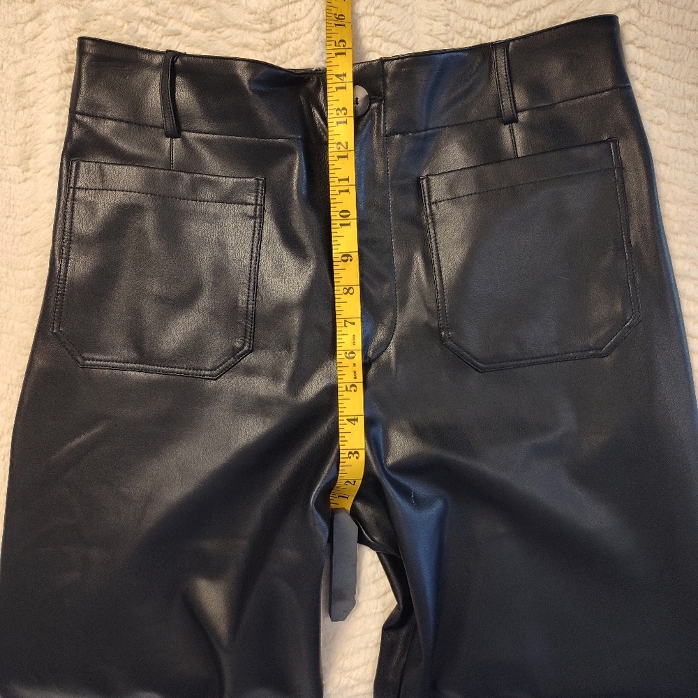 Maeve By Anthropology Black Faux Leather Pants Women's Size 32 - Picture 6 of 13